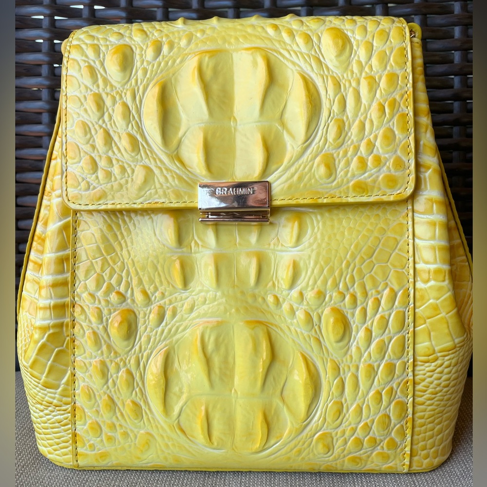 NWT Brahmin MARGO in BUTTERCUP YELLOW Melbourne with HTF 2 Front eyes, 1 back